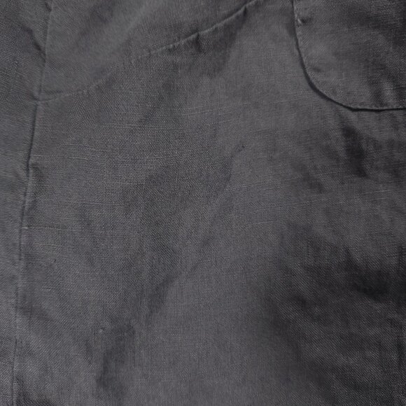 Ellen Tracy Linen Pullover Womens Large Gray 1/4 Zip Roll Tab Pockets Blouse - Picture 12 of 16